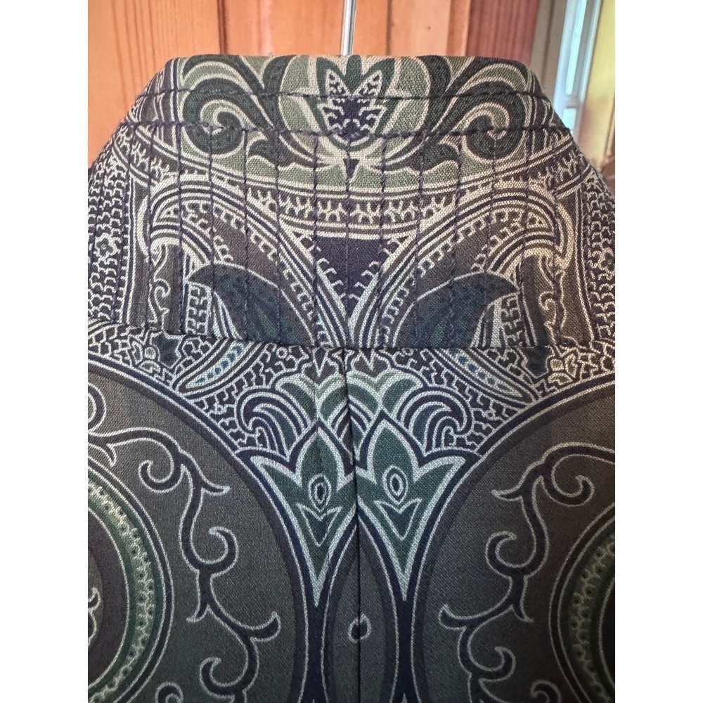 Linda Allard Ellen Tracy Paisley Print Button Up Mandarin Collar wool silk - Picture 9 of 9